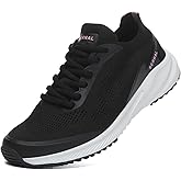Bernal Women's Fashion Sneakers Comfortable Mesh Breathable Lightweight Shoes Non-Slip Walking Lace-Up Sneakers Yoga Gym Workout Casual Shoes Work Sport Tennis Shoes (Black 9.5)