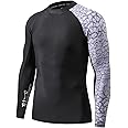 HUGE SPORTS Men's Rash Guard Long Sleeves UPF 50+ UV Sun Protection Quick Drying Splice Compression Swim Shirts