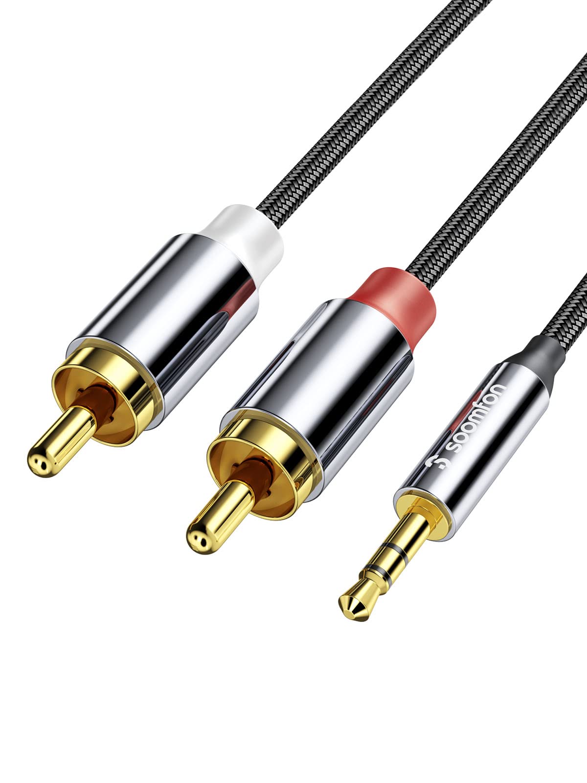 SOOMFON RCA to 3.5mm Audio Cable 1 Meter, 2RCA Red and White to Aux 3.5mm Jack Audio Cable with Durable Nylon Braided Gold-plated for Phone/Car/Speakers/Tablets/Home Theater/HDTV — image 1