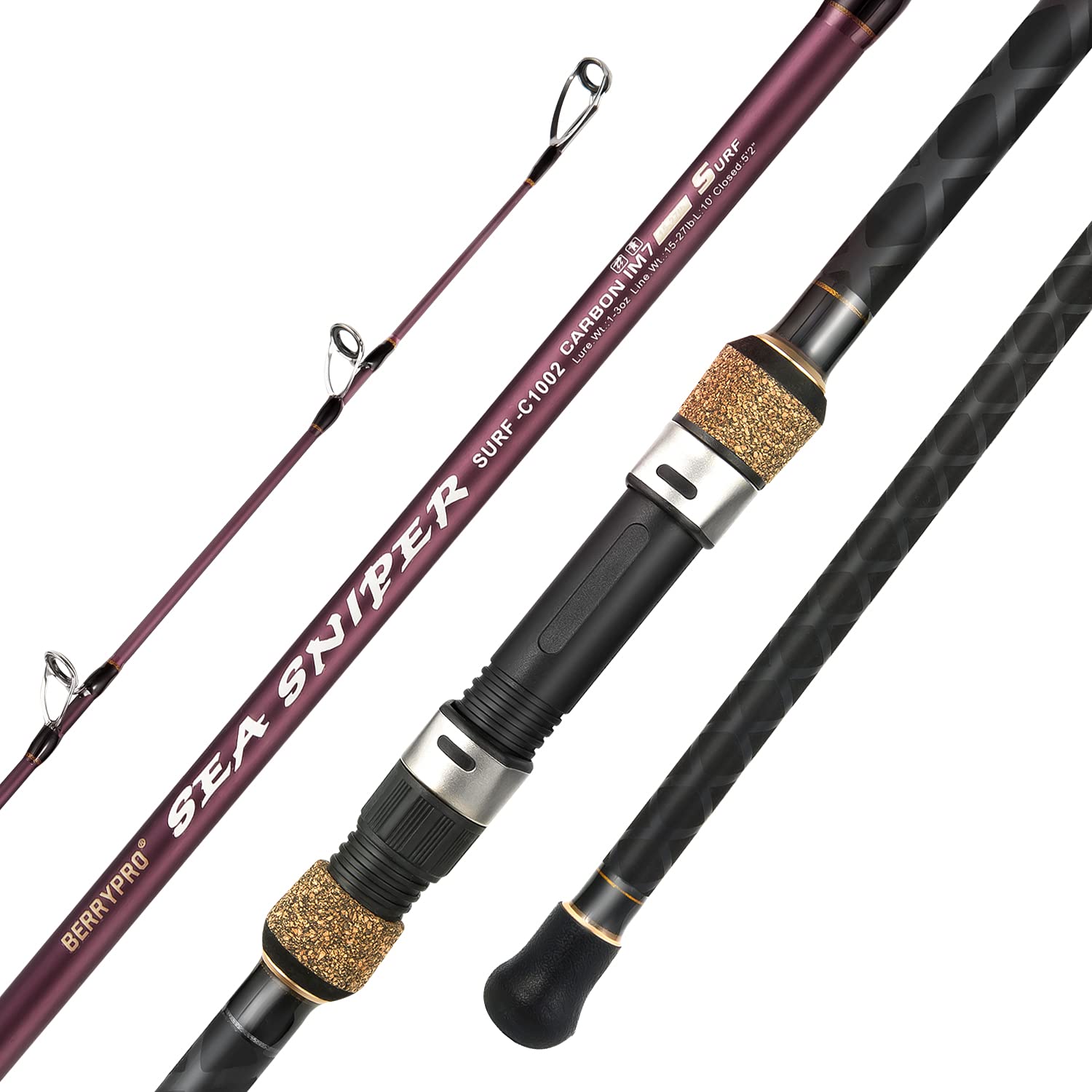 Photo 1 of Berrypro Surf Spinning & Casting Fishing Rod Carbon Fiber Travel Fishing Rod (9 Feet /10 Feet /12 Feet) (12'-Casting 2-Piece)