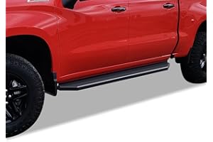 APS Black Running Boards Compatible with Chevy Silverado GMC Sierra 1500 2019-2025 Crew Cab & 2500 HD 3500 HD 2020-2025 (Silv