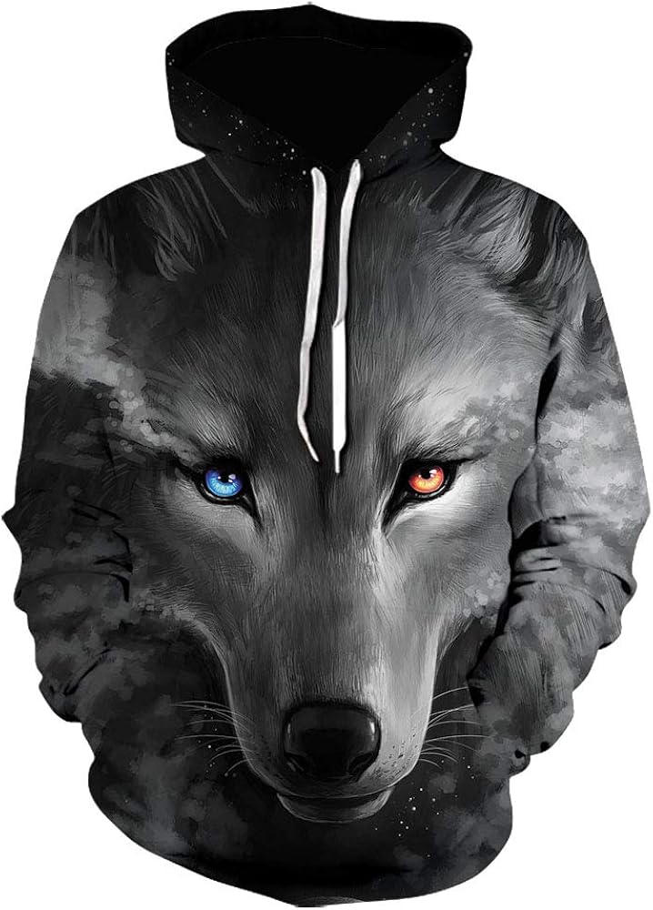 wolf print hoodie