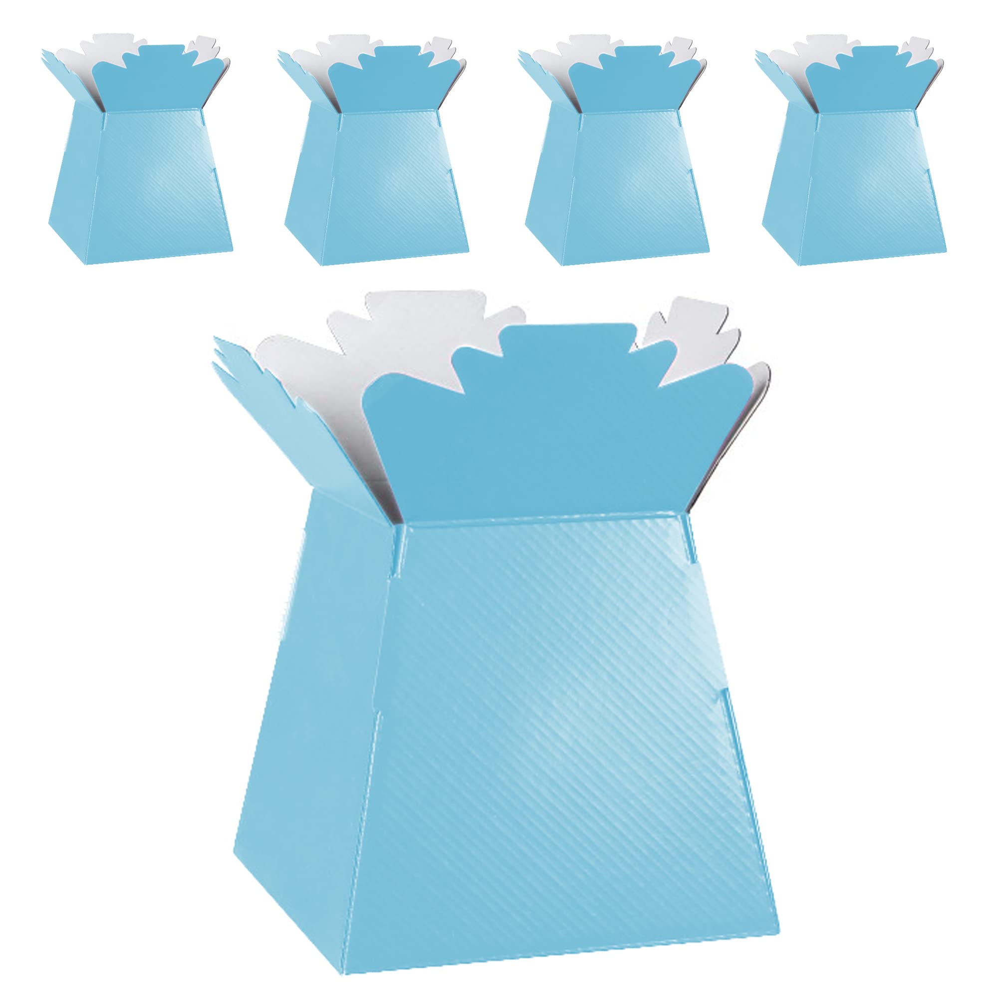 Flower Bouquet Boxes Florist Packaging Gift Craft Box Vase – Holder for Flowers, Bouquets, Plants, Sweets – Decoration for Wedding, Birthday, Anniversary, Floral Arrangement – Pack of 5 – Baby Blue