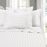 Elegant Comfort Wrinkle & Fade Resistant 1500 Thread Count - Damask Stripes Egyptian Quality Luxurious Silky Soft 4-Piece Sheet Set, Up to 16" Deep Pocket, King, White