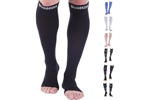 Doc Miller Open Toe Compression Socks, 30-40 mmHg, Toeless, Support Circulation, Medical Grade, Socks, Men & Women, Pair