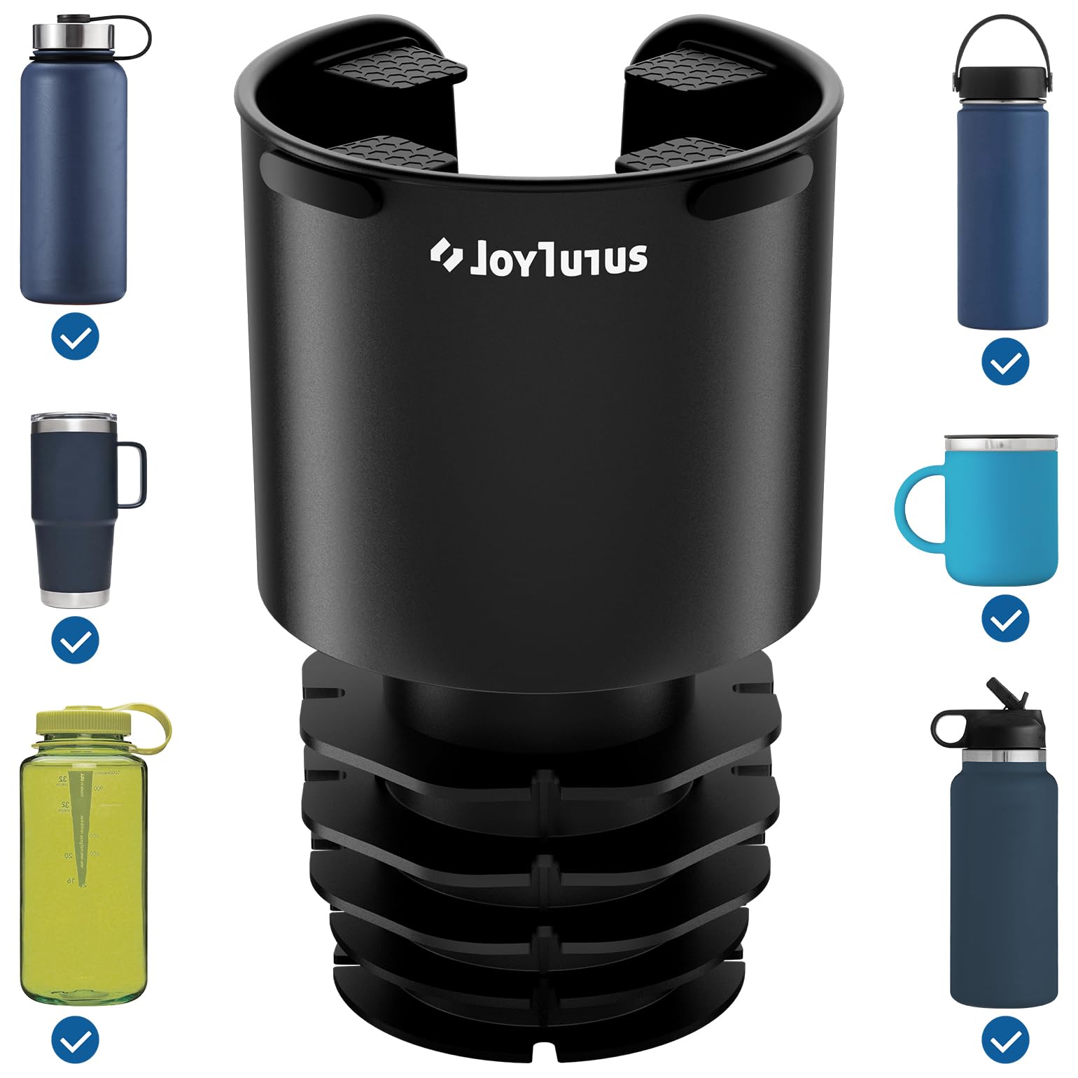 Photo 1 of JOYTUTUS Car Cup Holder Expander with Adjustable Base, Fit Diameter of 2.75-3.25 Inches Car Cup Holder, Compatible with Hydro Flask,Yeti, Large for Hold 18-40 Oz Bottles and Mugs (Black)