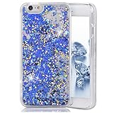 iPhone 6 Plus Case,Crazy Panda® 3D Creative Liquid Glitter Design iPhone 6 Plus Liquid Quicksand Bling Adorable flowing Floating Moving Shine Glitter Case iPhone 6 Plus/6S Plus - Blue Diamonds