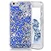 iPhone 6 Plus Case,Crazy Panda® 3D Creative Liquid Glitter Design iPhone 6 Plus Liquid Quicksand Bling Adorable flowing Floating Moving Shine Glitter Case iPhone 6 Plus/6S Plus - Blue Diamonds