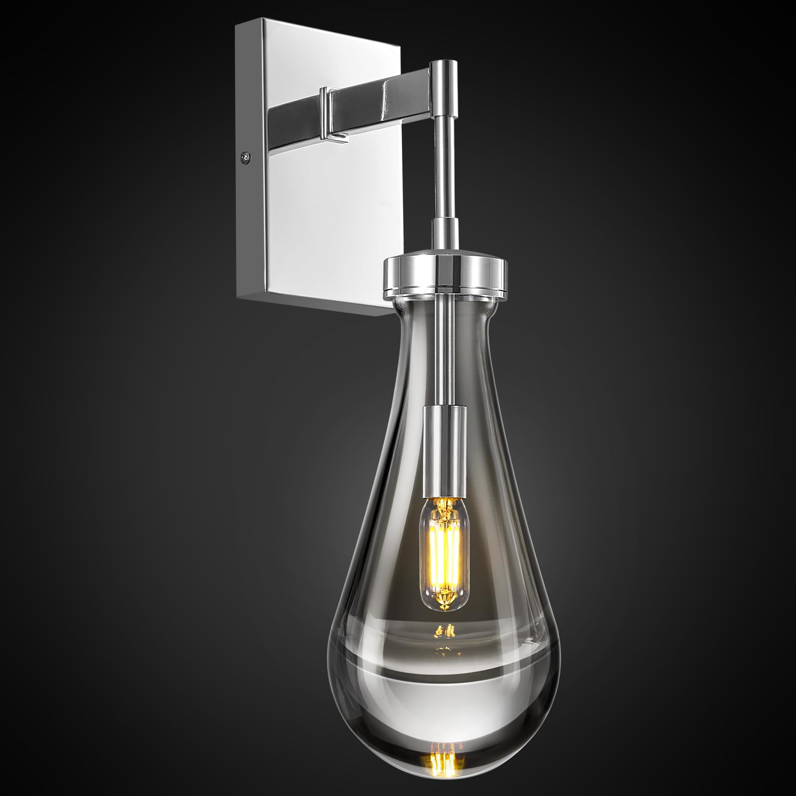 Photo 1 of **FACTORY SEALED** LIANGMH Raindrop Wall Sconces Chrome Sconces Wall Decor Modern Wall Lighting Glass Bathroom Sconces Indoor Vanity Light Wall Lamp for Bedroom Living Room Stair (1 Pack)