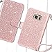 UrbanDrama Case for Galaxy S7, S7 Wallet Case Sparkly Glitter Hand Wristlet Magnetic Snap Closure Folio PU Leather Kickstand Magnetic Cash Card Slot Protective Case for Samsung Galaxy S7, Rose Gold