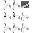 Jadaol Cable Clips 100Pcs 8mm Nail in Clips for Flat Ethernet Cables Wall Clips Cable Tacks Electrical Wire TV Cable Speaker Wire Coax Clips Cable Nails for Cords Cat5/Cat5e/Cat6/Cat7 RJ45 Cord Clips