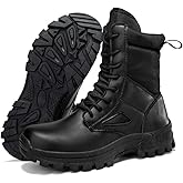 LEIJOP Outdoor Hiking Tactical Combat Boots High Top Lace Up Design Tactical Military Work Boots for Men
