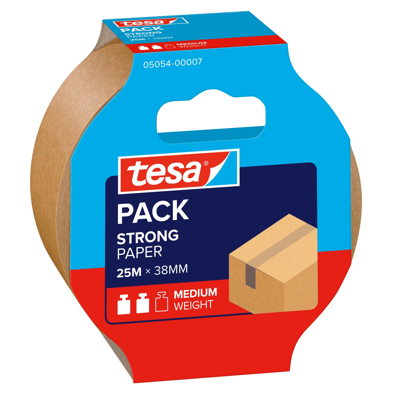 tesapack Paper ecoLogo - Environmentally Friendly Paper Packing Tape, 60 % Biobased Material - Brown - 25 m x 38 mm