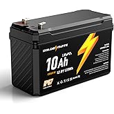 GOLDENMATE 12V 10Ah LiFePO4 Lithium Battery, 5000+ Deep Cycles, IP67 Waterproof Lithium Iron Phosphate Battery, Built-in BMS, Ideal for Power Wheels, Solar, Marine, Fish Finder, Ride-on Toy, Camping