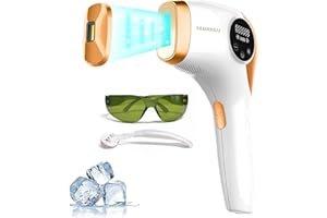 YAMANGU Painless Hair Removal for Women Permanent,at Home Hair Removal Device for Women and Man Facial Armpits Legs Arms Bikini Line Whole Body (Gold- With Cap & 999999 flashes)