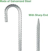 YAYODS 8Pcs 16 Inch Ground Stakes Galvanized Rebar J Hook Ground Anchors view 3