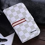 RAYTOP Luxury Brand Designer White Checks Leather Cases Covers Wallet for Samsung Galaxy S5 S 5 Women Girls Men Plaid Classy Style Cheap