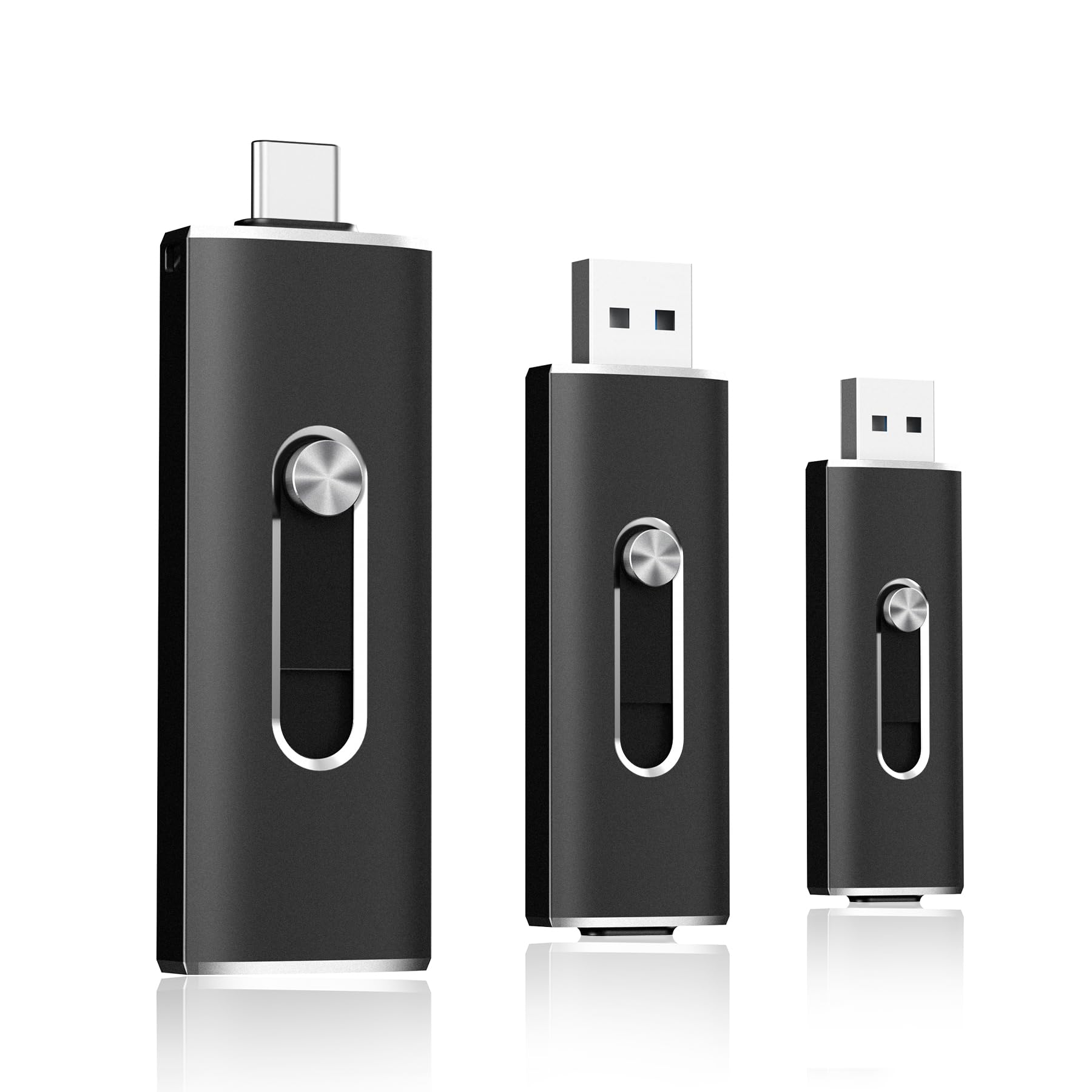 Photo 1 of **ONLY ONE** LINTYLE 64GB USB C Flash Drive Dual USB 3.2 Gen 1 Type C & USB A Thumb Drive, 150MB/s 2-in-1 USB-C Memory Stick for iPhone 15/16/17, Android Phone, Tablet, MacBook, Computer – Black (3 Pack)