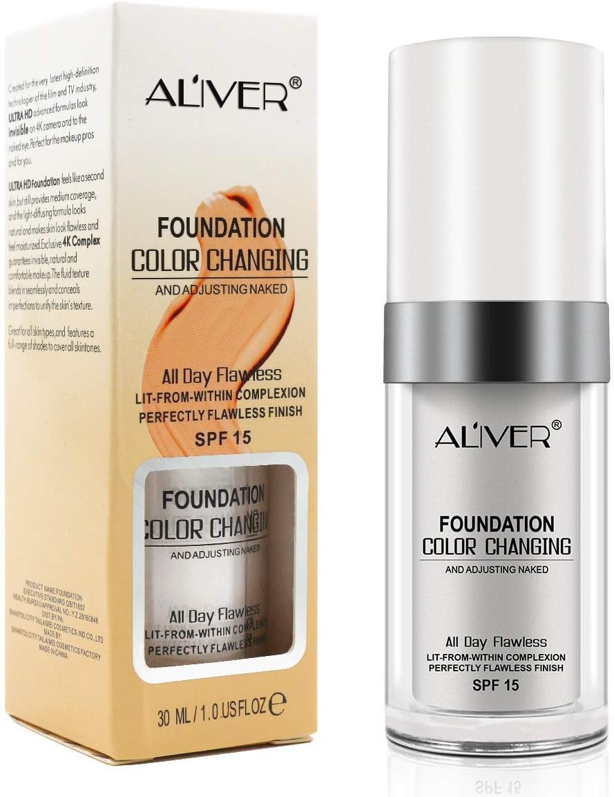Flawless Colour Changing Foundation Makeup Base Warm Skin Tone Nude Face Moisturizing Liquid Cover Concealer Universal Shade for ALL Skin Makeup