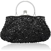 CORIOS Evening Clutch Bag for Women Vintage Beaded Sequin Handbag Bridal Wedding Purse