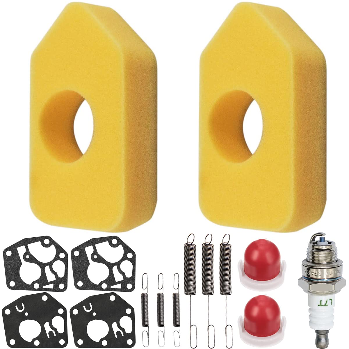 ZAMDOE 698369 Air Filter 795083 495770 Carburetor Diaphragm Gasket 691859 692211 Governor Spring Primer Bulb Spark Plug Lawn Mower Service Kit for Briggs and Stratton Classic Sprint Quattro Engine