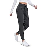 MAGCOMSEN Women's Fleece Lined Joggers High Waisted Water Resistant Thermal Winter Hiking Running Sweatpants with Pockets