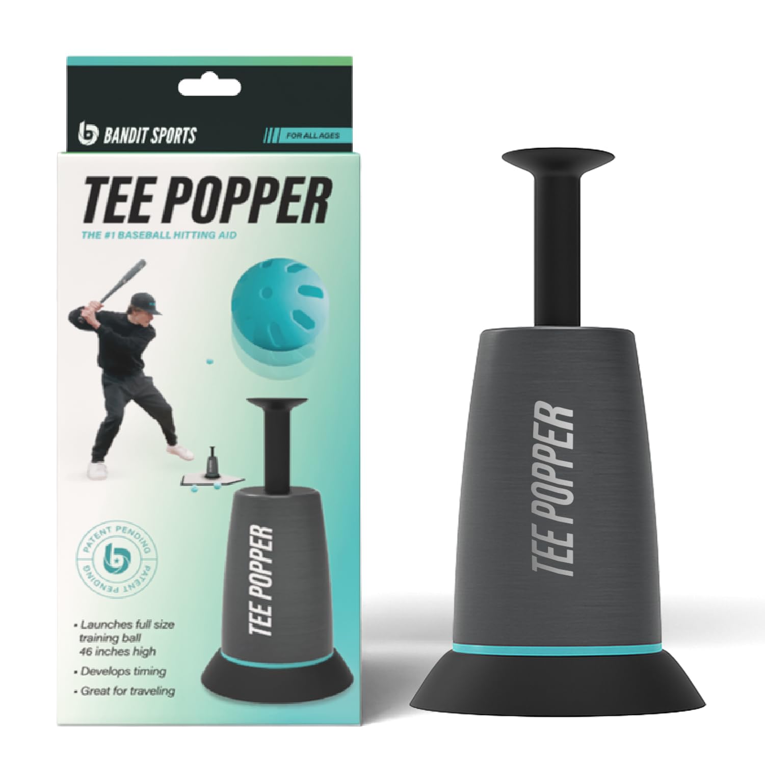 Photo 1 of Bandit Sports Tee Popper, Durable Nylon Strength for Long-Lasting Hitting, Batting Tee for Perfect Swings, Baseball Training for Practicing Hitting Without a Pitcher (Ball not Included)