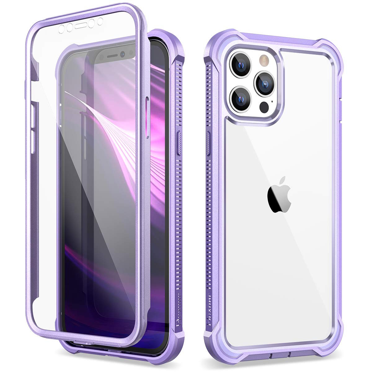 Dexnor Case Compatible with Iphone 12 Pro Max 6.7 Inch, 360 Degree Full Body Shockproof Front and Back Protective Cover with Built-in Screen Protector - Light Purple — image 1