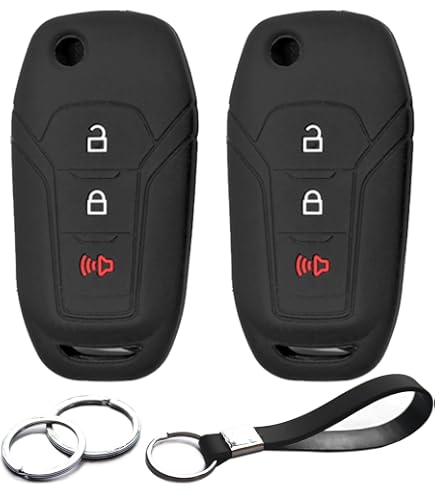 OFFCURVE Key Fob Cover With Bling Keychain,Soft TPU Case For Ford Fusion Explorer Escape F150 F250 F350 F450 F550 Edge Maverick Expedition Lincoln Aviator 5 Buttons Smart Key Holder,White