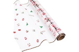 JIANTA Christmas Cellophane Wrap 100 Ft X 15.7 Inch, Clear Cellophane Wrap Roll, 2.5mil Santa Claus Cellophane Wrap for Hampe