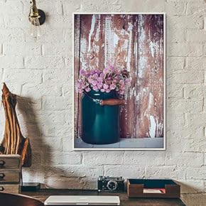 Floating Framed for Living Room Bedroom Retro Flower for