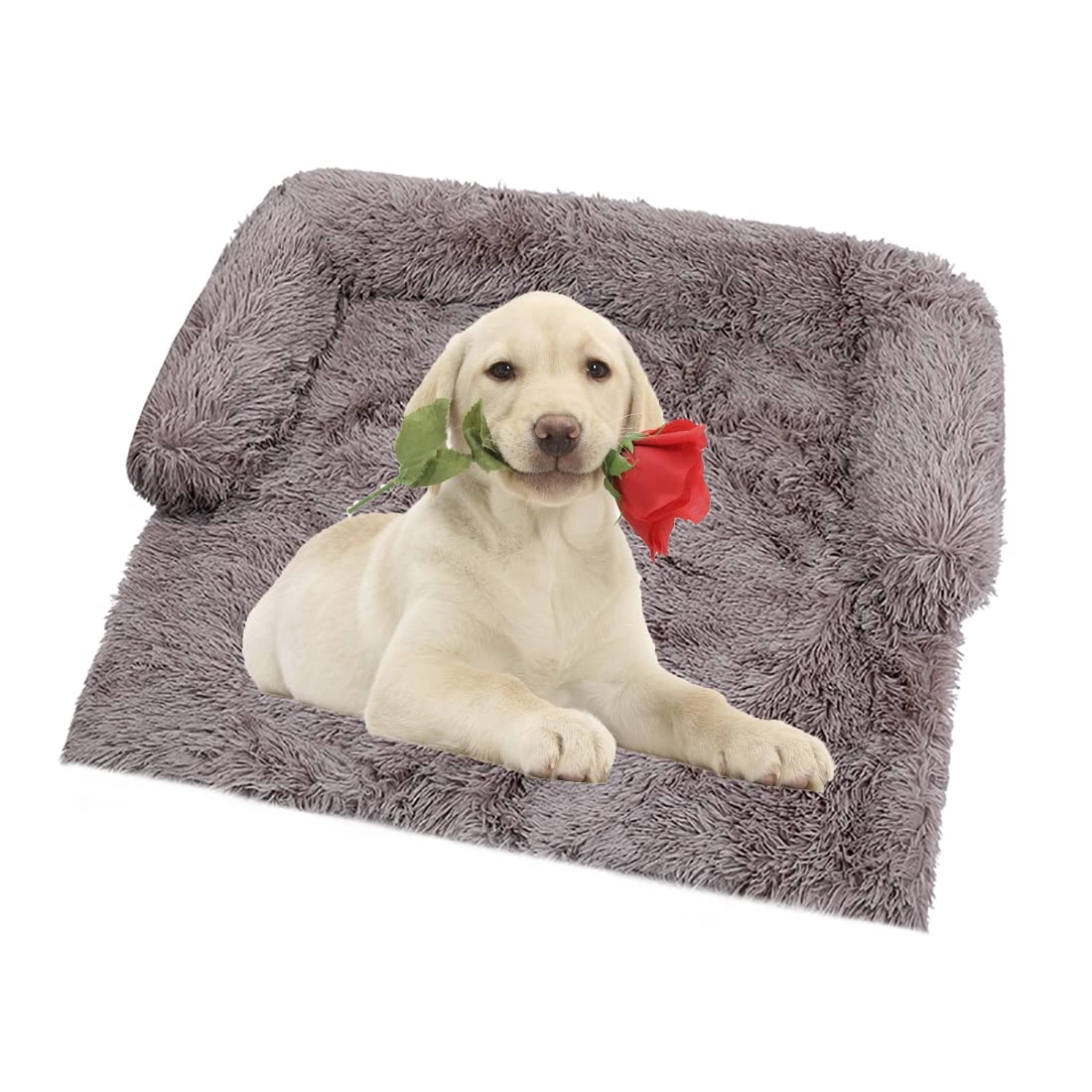 Vinnykud Soft Plush Dog Mat Sofa Pet Couch Mat for Dogs Plush Cushion Furniture Protector Pet Cover Removable Dog Blanket with Zipper Plush Pet Bed Washable Anti Slip Pad
