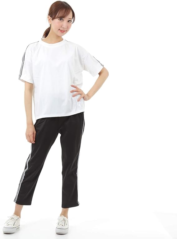 Amazon スプレンノ ジャージ 上下 セット レディース 半袖 Tシャツ 九分丈 パンツ スウェットパンツ フィットネス トレーニング レディース 通販