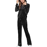 MessBebe Womens Velour Tracksuits Set Long Sleeve Sweatsuits 2 Piece Sports Outfit Zip Hoodie Sweatpants Joggers Set