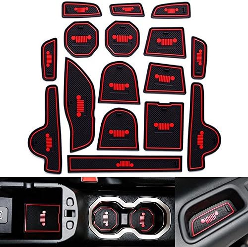 Autou Door Mats Gate Slot Cup Mat Red 16Pcs for Jeep Renegade 2016 2017