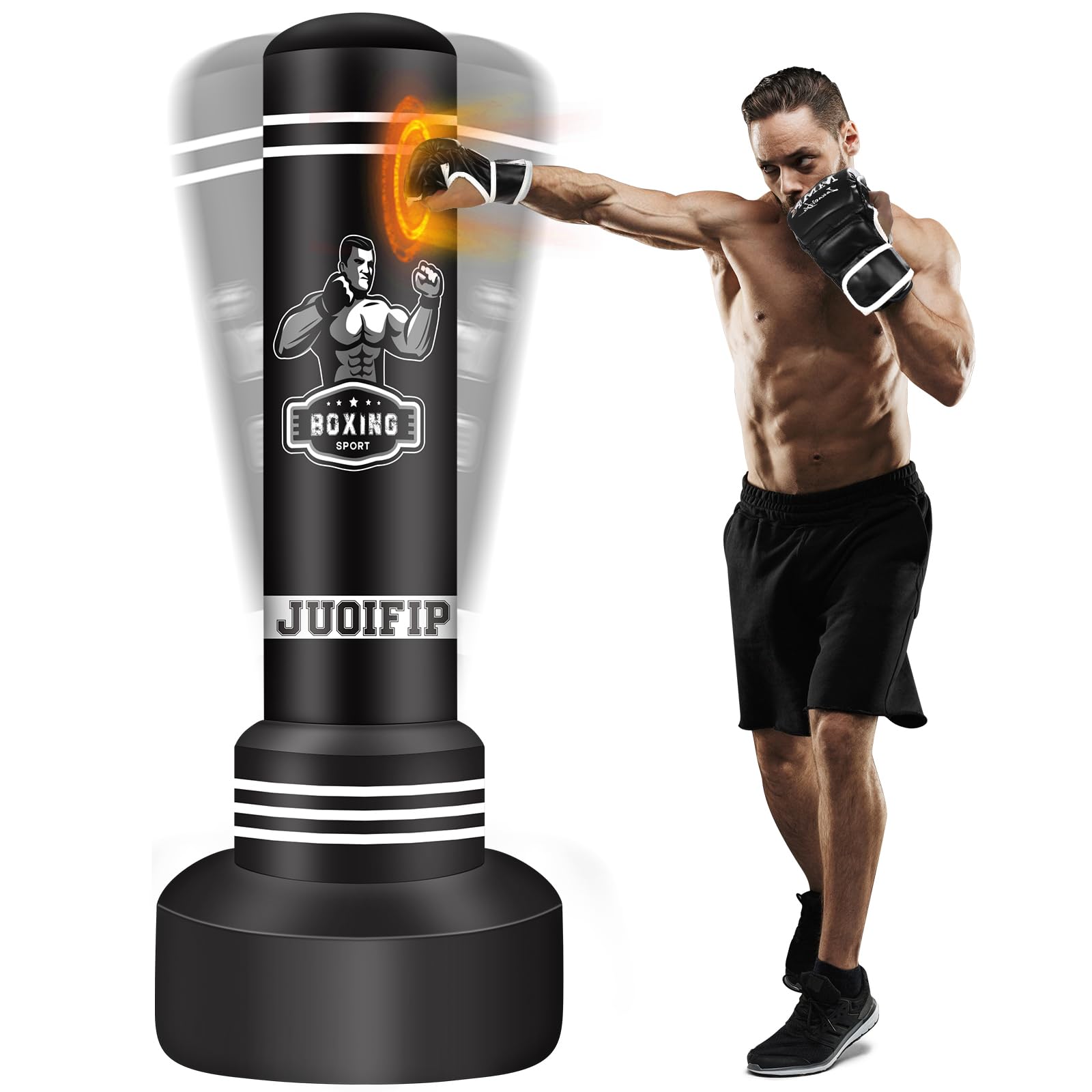 Photo 1 of Standing Punching Bag for Adults, 70" Heavy Bag Boxing Bag Inflatable Kickboxing Bag for Men Women Teens, Kicking Bag Boxing Equipment for Training MMA Muaythai Fitness Karate