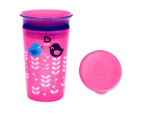 Munchkin 9oz Miracle 360 ? Deco Sippy Cup with lid (266 ml) (Pink Bird)