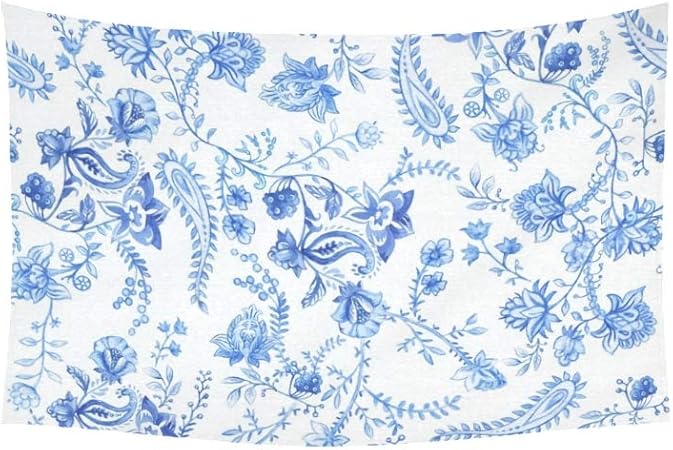 blue and white floral print