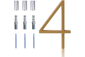 Floating House Number Modern House Numbers 5 inch, Deamos Zinc Alloy Home Address Number for House with Reflective Finish BrassFloating Mount or Flush Mount Zinc Alloy [Number 4]