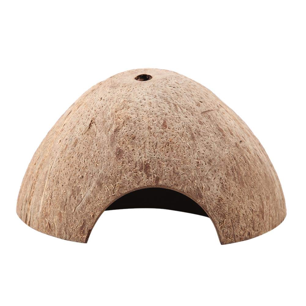 Fdit Reptile House Hiding Cave Natural Coconut Shell Turtle Aquarium Hide Decor