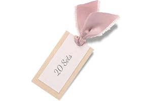 20 Pcs Name Place Cards for Table Setting, Wedding Place Cards with Dusty Pink Ribbon, 10 x 5.5cm Blank Placecards for Dinner