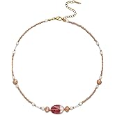 ERNAULO Beaded Necklaces for Women Summer Beach Beaded Necklace Bead Choker Boho Necklaces for Women Handmade Summer Jewelry Stainless Steel 18K Gold Plated