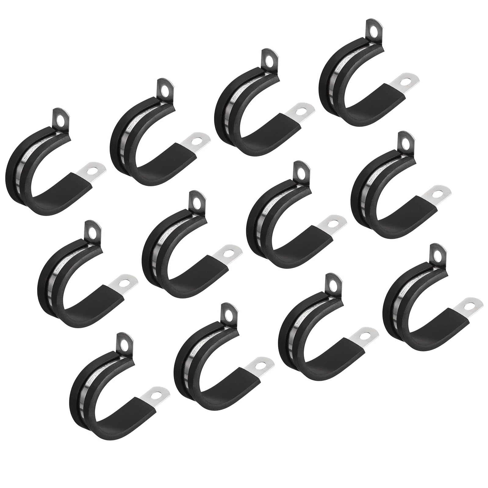 MACHSWON 24Pcs 1-1/32 Inch(26mm) Cable Clamp, Rubber Cushioned Insulated Clamp 304 Stainless Steel R Shape Bracket Metal Pipe Clamp Tube Holder for Wire Hose Tube