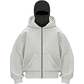 Chaos World Mens Balaclava Hoodie Double Hooded Zip Jacket Spring Hoodie For Men Windproof Streetwear