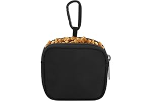 JINSI Waterproof Dog Treat Pouch, Small Pocket Sized Pet Training Pouch, Dog Walking Bag Holder with Carabiner, for Puppy Travel or Outdoor Use (1Pcs-Black)