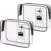 2 Pack TSA Approved Liquids Bags Clear Travel Toiletry Bag Waterproof Carry-on Toiletries Bag with Zipper for Women Men Airpo