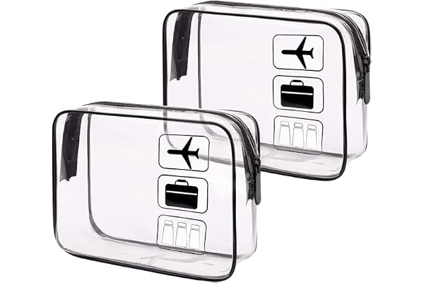 2 Pack TSA Approved Liquids Bags Clear Travel Toiletry Bag Waterproof Carry-on Toiletries Bag with Zipper for Women Men Airpo