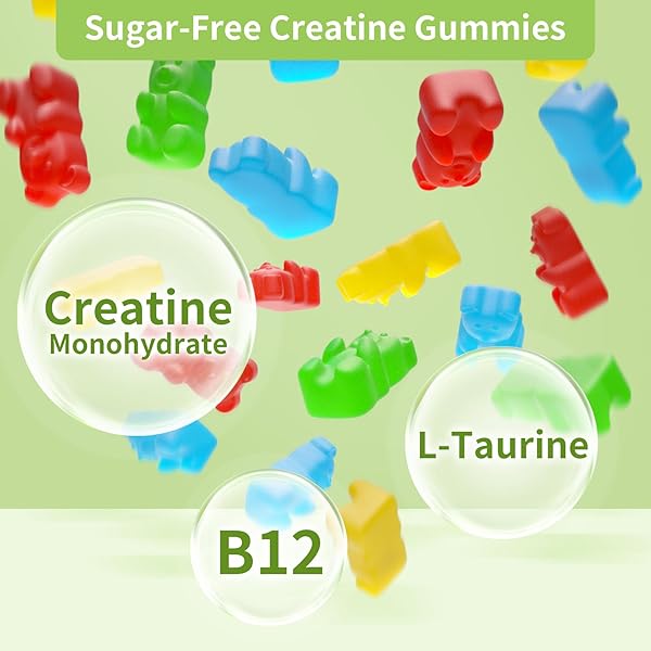 SOFTBEAR CREATINE MONOHYDRATE GUMMIES FOR MEN WOMEN, VEGAN CREATINE SUPPLEMENT 5000MG CREATINE HCL PRE WORKOUT GUMMIES FOR MUSCLE BUILDER STRENGTH MIXED FLAVOR 120 COUNT