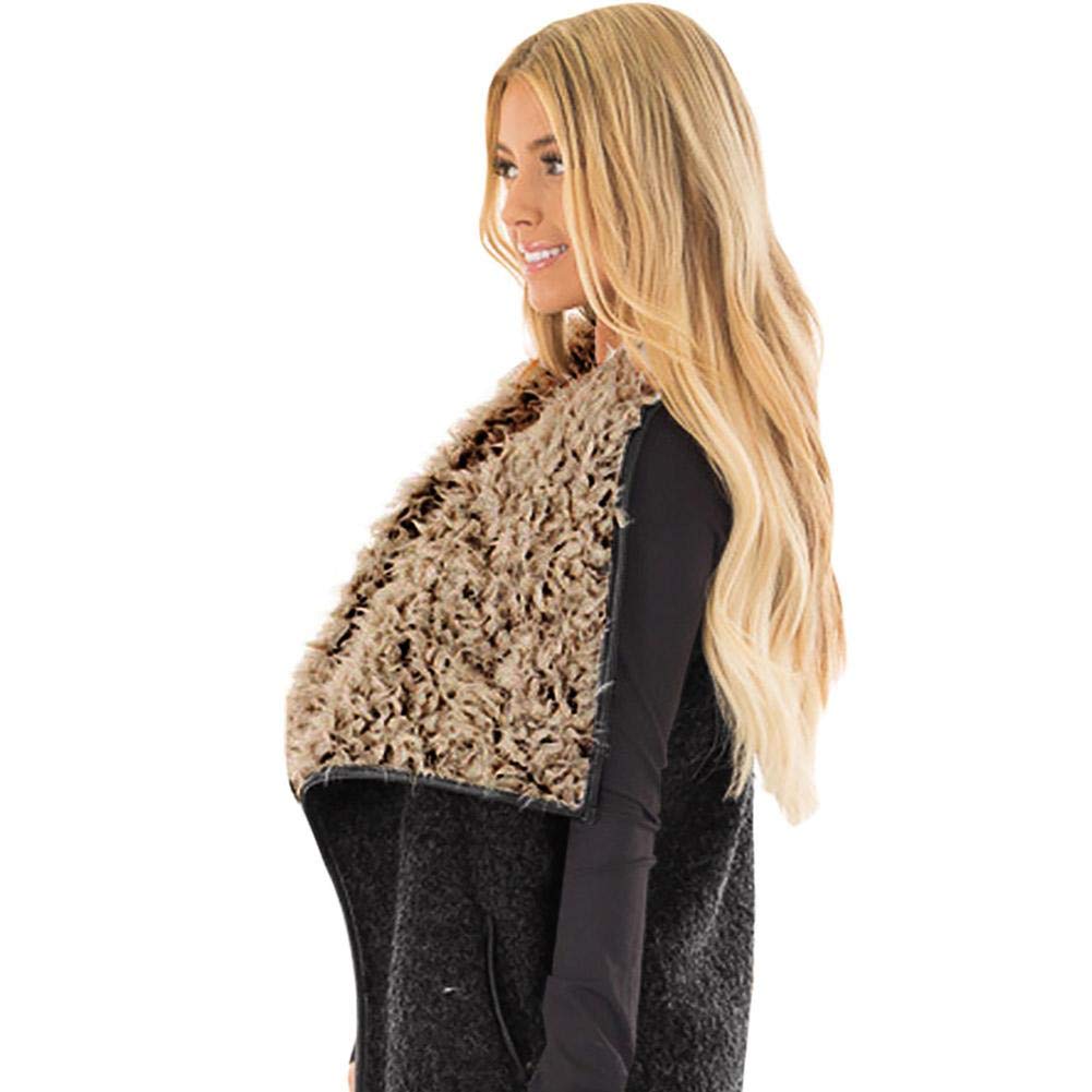 eachbid women's casual double face fleece lightweight warm vest jacket with pockets black