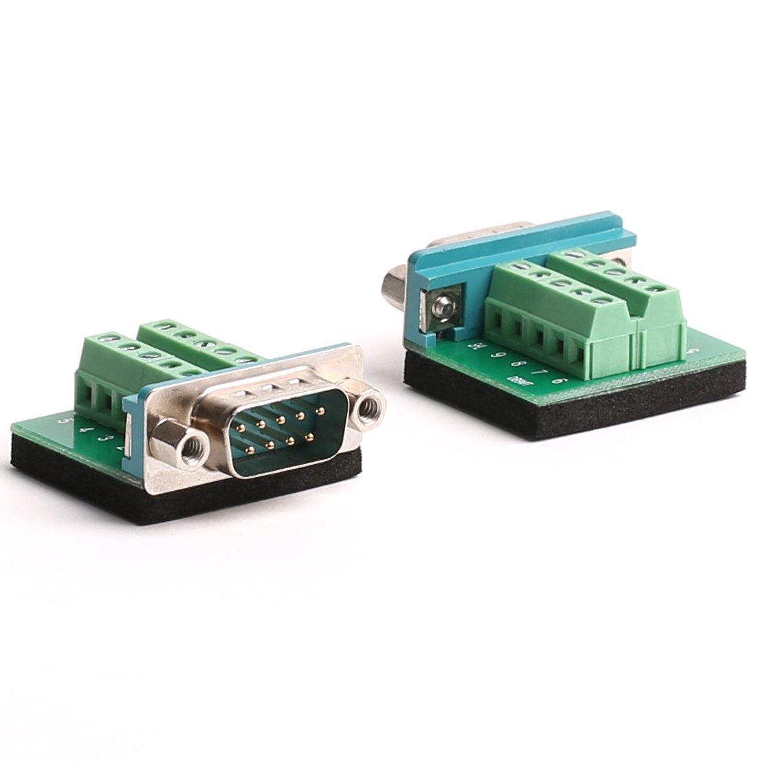 DB9 breakout board DB9 RS232 serial male to terminal block 10P adapter 2 pack